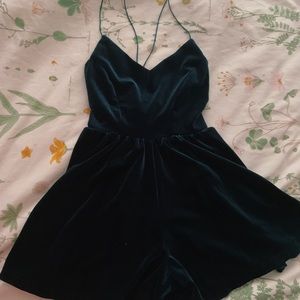 Velvet blue/green romper